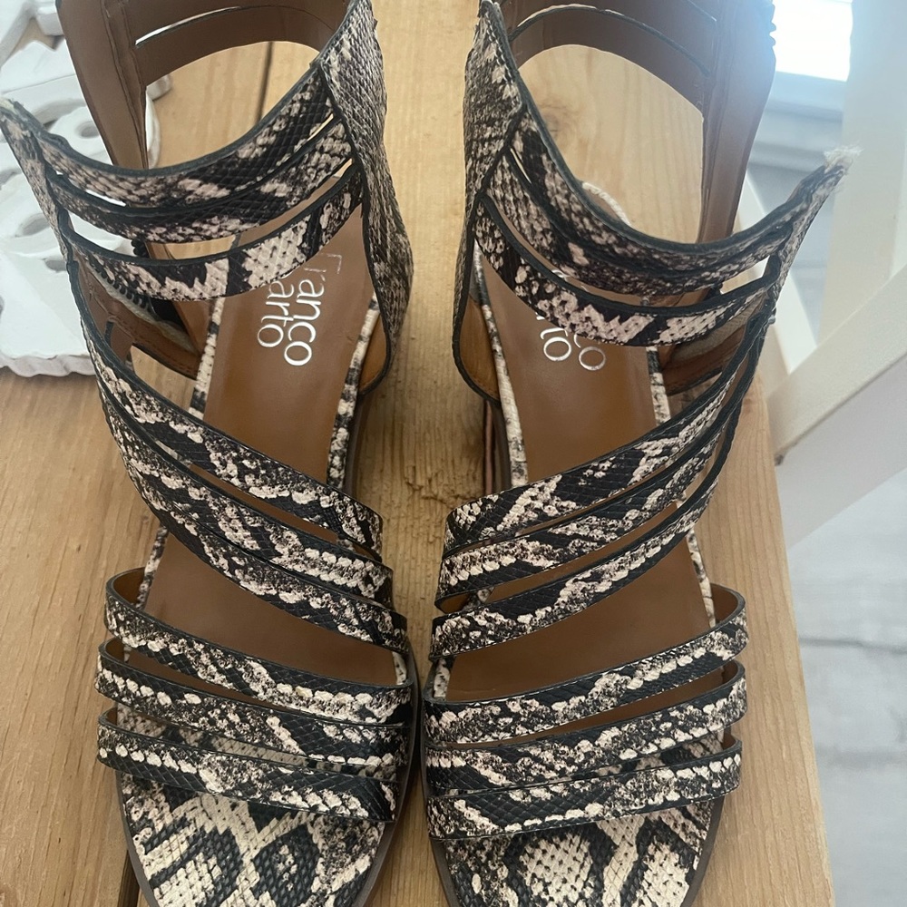 Franco Sarto Snake Print Strappy Sandals